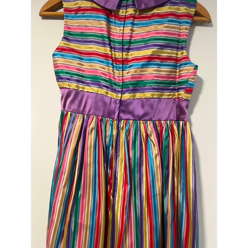 WOW! Rare Colorful Rainbow 1960s-1970s Sleeveless Maxi Dress w Collar Small JL - Picture 9 of 12